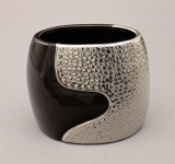 Ceramic Oval Vase in Silver and Black 